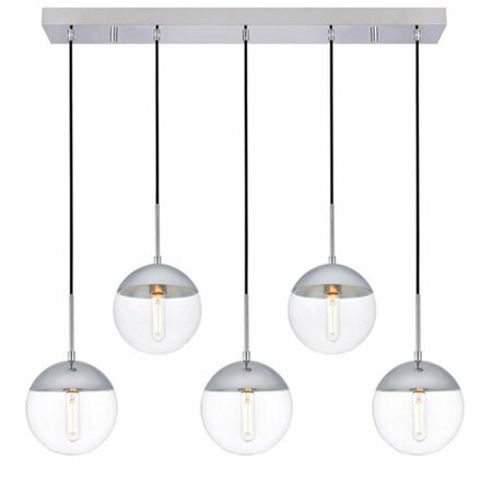 CLING Eclipse 5 Lights Pendant Ceiling Light with Clear Glass, Chrome CL1525514